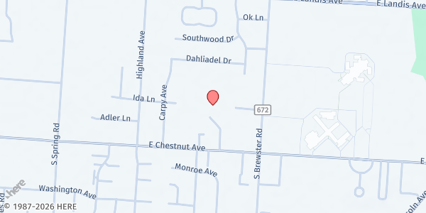Map showing Chestnut Assembly of God at 2554 E. Chestnut Ave., Vineland, NJ