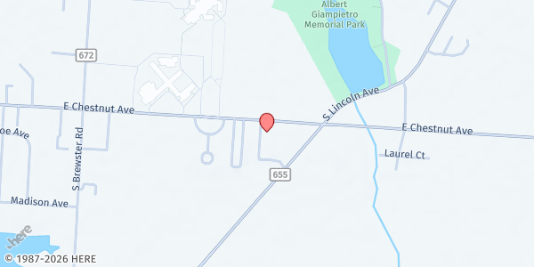 Map showing Faith Bible Church - A Helping Hand Pantry at 3139 E. Chestnut Ave., Vineland, NJ