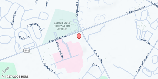 Map showing Cultivate Church at 2303 Evesham Road, Voorhees Township, NJ