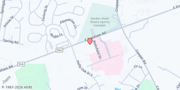 Map showing Cultivate Church First Fruits Food Pantry at 2303 East Evesham Road, Voorhees Township, NJ
