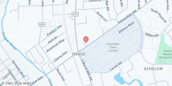 Map showing Living Proof Recovery Center-Center for Family Services at 108 Somerdale Road, Voorhees, NJ