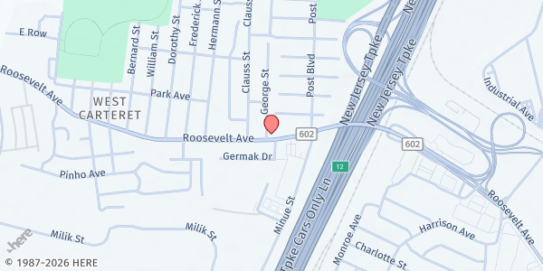 Map showing Favor Ministries at 1176 Roosevelt Avenue, W. Carteret, NJ