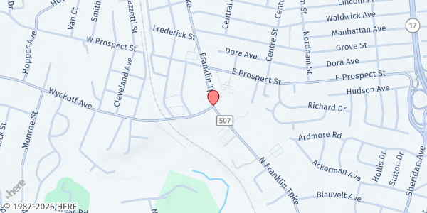 Map showing Adjustment to Motherhood Support Group - Waldwick at 1 Franklin Turnpike, Waldwick, NJ