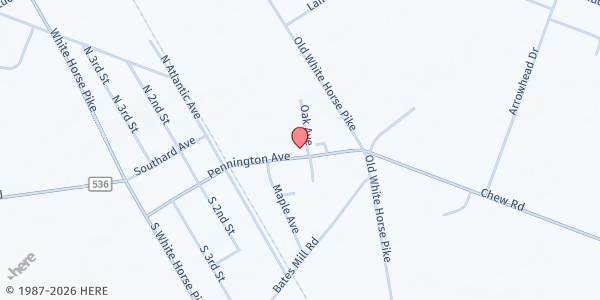 Map showing Sweet Potato/Good Shepherds Church of Faith Hope Love at 421 Pennington Avenue, Waterford Works, NJ