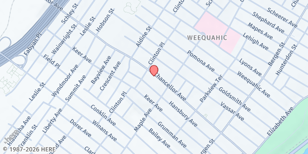 Map showing Emanuel Baptist Church at 230 Chancellor Avenue, Weequahic, NJ