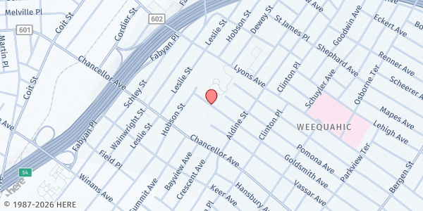 Map showing Lenny Moore Track Camp at 320 Goldsmith Avenue, Weequahic, NJ