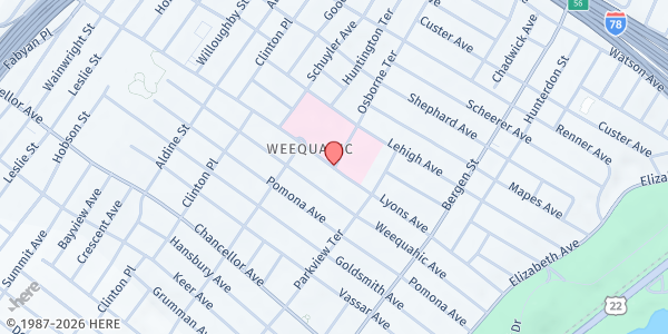 Map showing Newark Beth Israel Medical Center at 173 County Route 602, Weequahic, NJ