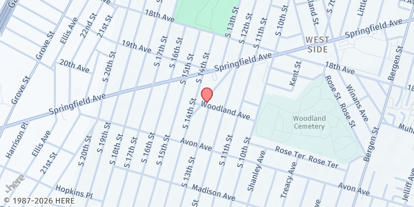 Map showing Bethel Counseling Service - West Side at 65 Pierce Street, West Side, NJ
