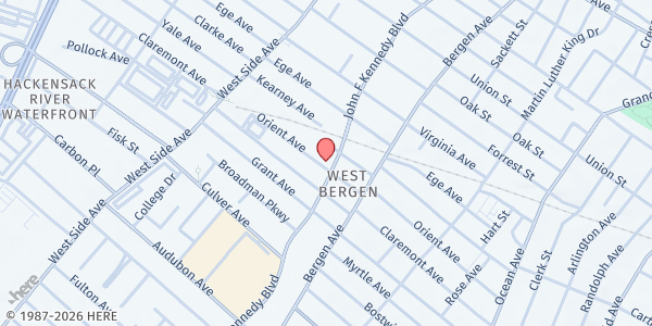 Map showing Bite NJ - West Side Distribution Center at 2163 John F. Kennedy Boulevard, West Side, NJ
