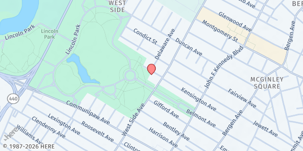 Map showing St. Aloysis - Let's Celebrate at 691 West Side Avenue, West Side, NJ