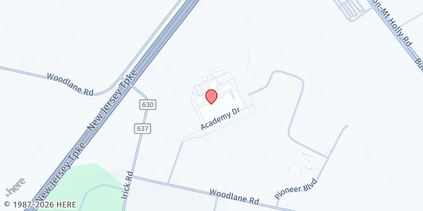 Map showing Burlington County Office of Human Services at 695 Woodlane Road, Westampton, NJ