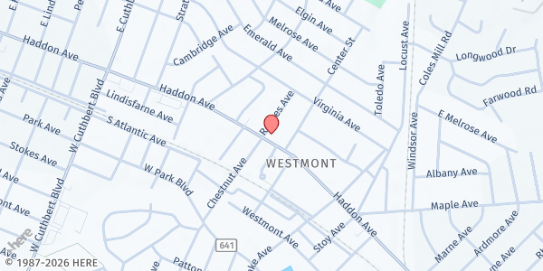 Map showing Municipal Welfare Department, Haddon Township at 135 Haddon Avenue, Westmont, NJ