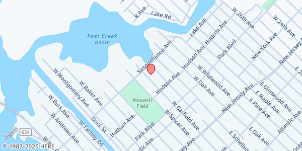 Map showing Angel Visit Pantry at 435 W. Garfield Ave., Wildwood, NJ