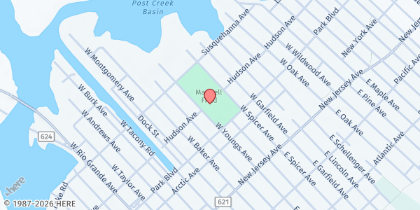 Map showing BYRNE COMMUNITY CENTER at 401 West Youngs Avenue, Wildwood, NJ