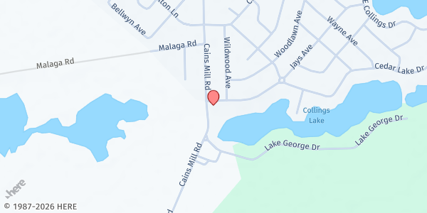 Map showing Collings Lakes Mobile Pantry at 600 Cains Mill Road, Williamstown, NJ
