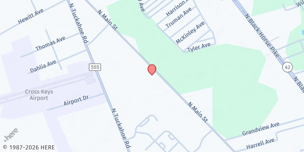 Map showing Life Church Emergency Food Pantry at 1509 North Main Street, Williamstown, NJ