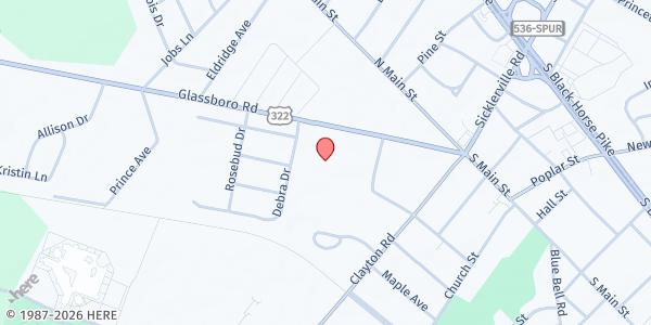 Map showing Saint Matthews Community Development Center at 245 Glassboro Road, Williamstown, NJ