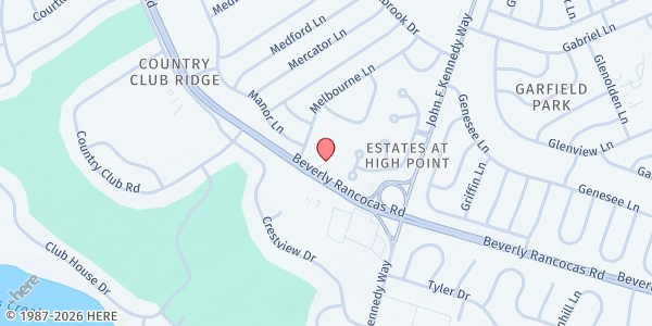 Map showing Delaware Valley Baptist Church at 493 Beverly Rancocas Road, Willingboro, NJ