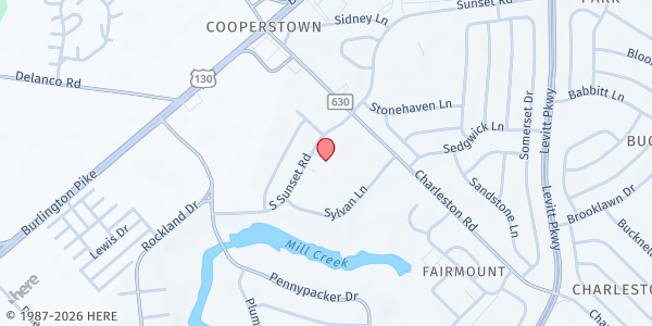 Map showing Willingboro Society of SVDP - Corpus Christi at 11 South Sunset Road, Willingboro, NJ