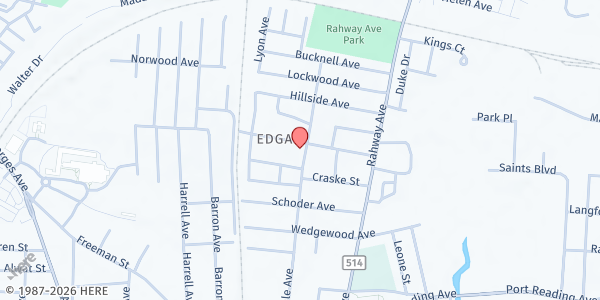 Map showing "ELIJAH'S BREAD" FELLOWSHIP BIBLE CHURCH at 121 East Prospect Avenue, Woodbridge, NJ