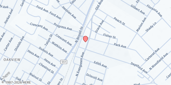 Map showing Revival Center of Woodbury at 1023 North Evergreen Avenue, Woodbury, NJ