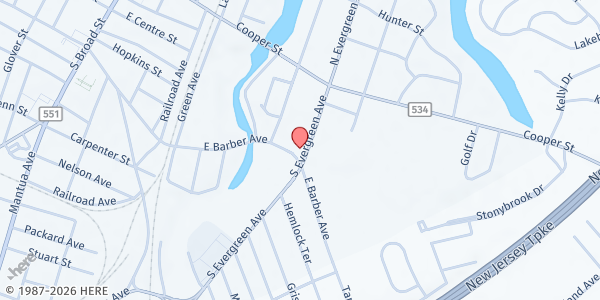 Map showing Woodbury SDA Church at 330 East Barber Avenue, Woodbury, NJ