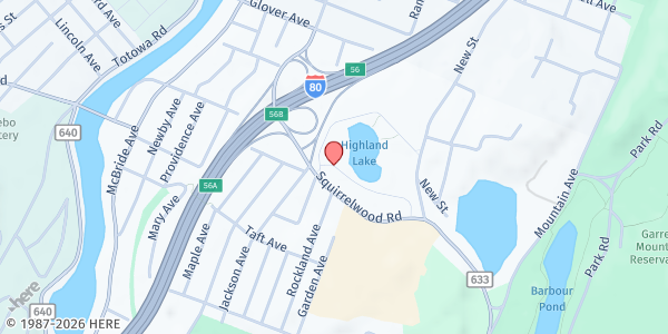 Map showing John P Holland Distribution Site at 5 Garret Mountain Plaza, Woodland Park, NJ