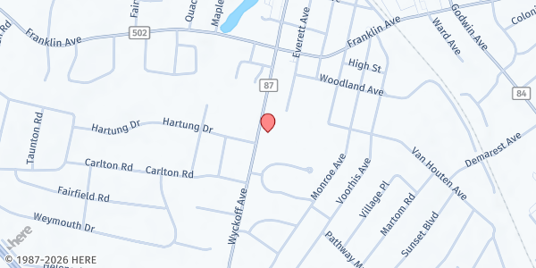 Map showing Northside Food Pantry at 580 Wyckoff Ave, Wyckoff, NJ