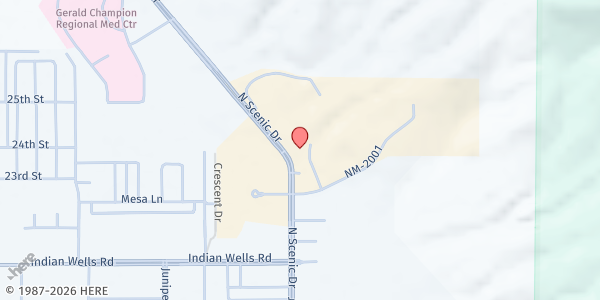 Map showing New Mexico State University - Alamogordo at 2400 North Scenic Drive, Alamogordo, NM