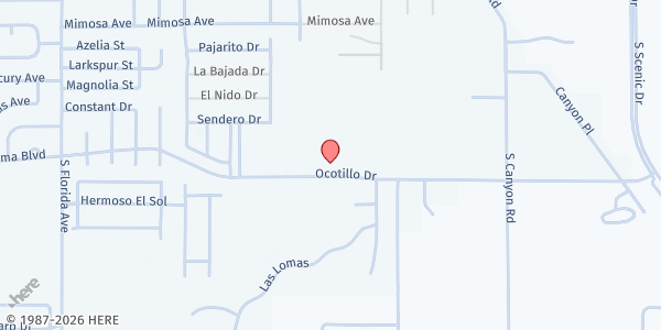 Map showing Primera Iglesia Bautista at 1711 Ocotillo Rd., Alamogordo, NM