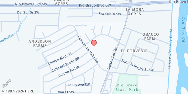 Map showing Adobe Acres Elementary School at 1724 Camino Del Valle SW, Albuquerque, NM