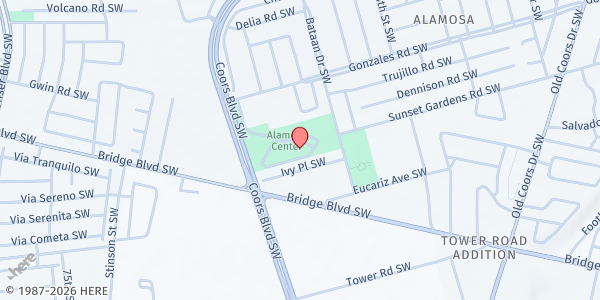 Map showing Alamosa Health and Social Services Center at 6900 Gonzales Rd SW, Albuquerque, NM