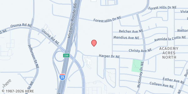 Map showing Alb Meals on Wheels Inc - Main Office at 5901 Harper Dr. NE, Albuquerque, NM