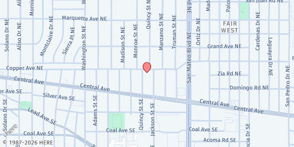 Map showing Ancora Transitional Services at 146 Quincy St., Albuquerque, NM