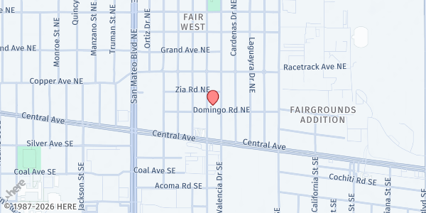 Map showing Azusa Christian Faith at 201 Valencia Dr. NE, Albuquerque, NM