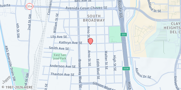 Map showing Bethesda SDA Church at 1800 Arno St. SE, Albuquerque, NM