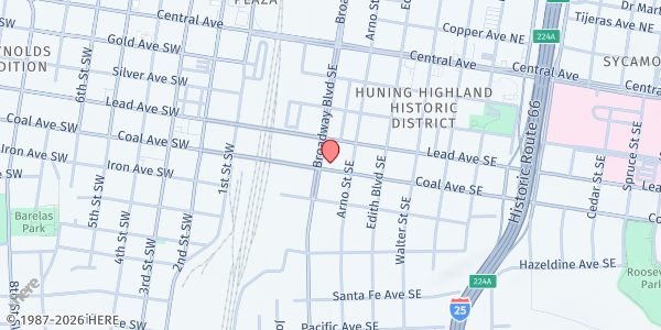 Map showing Broadway Apartments - Food Distribution Center at 424 Broadway Blvd. SE, Albuquerque, NM