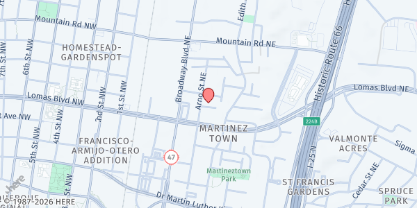 Map showing Brown/Griego Mobile Food Pantry - Albuquerque at 409 Placido Martinez Ct., Albuquerque, NM