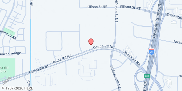 Map showing Calvary Church at 4001 Osuna Rd. NE, Albuquerque, NM