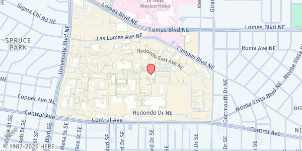 Map showing Campus Lobo Food Pantry - Advisement and Enrichment Center at Advisement and Enrichment Center, SUB Room 1093, Albuquerque, NM