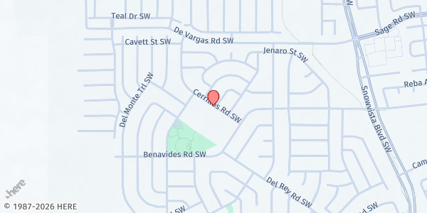 Map showing Carlos Rey Elementary School at 1215 Cerrillos Road SW, Albuquerque, NM