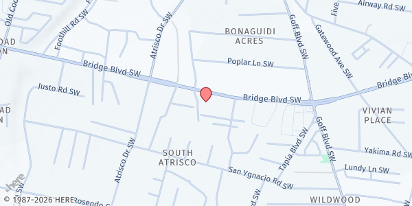 Map showing Catholic Charities of Central New Mexico - Albuquerque at 2010 Bridge Blvd SW, Albuquerque, NM