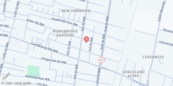 Map showing Christ is Lord Church at 310 Aztec Rd. NW, Albuquerque, NM