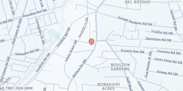 Map showing Christ Is Our Lord, Inc. at 601 Atrisco SW, Albuquerque, NM