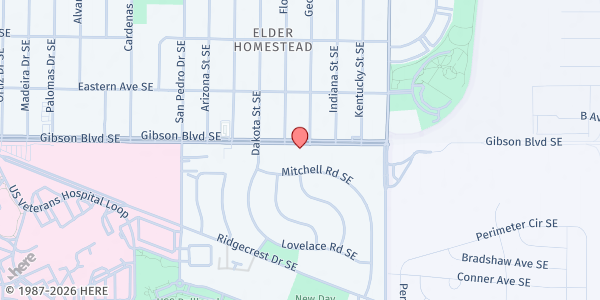Map showing Christ United Methodist Church at 6200 Gibson Blvd. SE, Albuquerque, NM