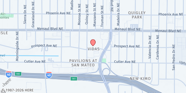 Map showing Church of God New Mexico at 4923 Prospect NE, Albuquerque, NM