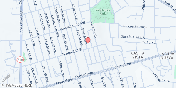 Map showing Church of God of Prophecy at 300 56th St. NW, Albuquerque, NM