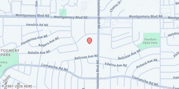 Map showing Cleveland Middle School at 6910 Natalie St. NE, Albuquerque, NM