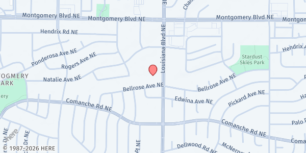 Map showing Cleveland Middle School at 6910 Natalie Ave. NE, Albuquerque, NM