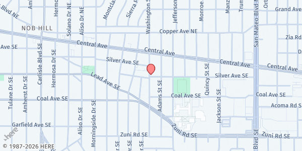 Map showing Coral Community Charter School (CHI12) at 4401 Silver Ave SE, Albuquerque, NM